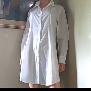 EILEEN FISHER Organic Pure White  Cotton size M Shirtdress EUC